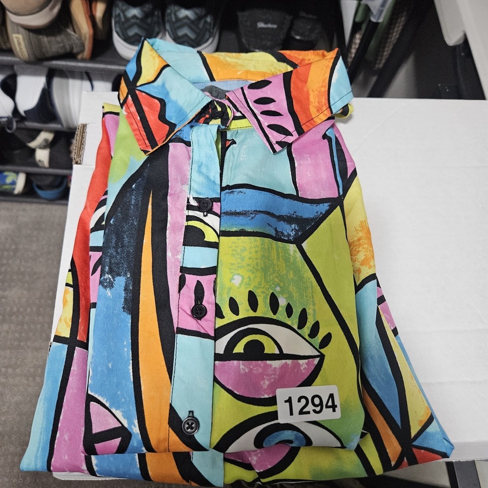 Live 4 Truth Colorful Wearable Art Button Up Midi‎ Shirt Dress Size Large - Picture 8 of 8